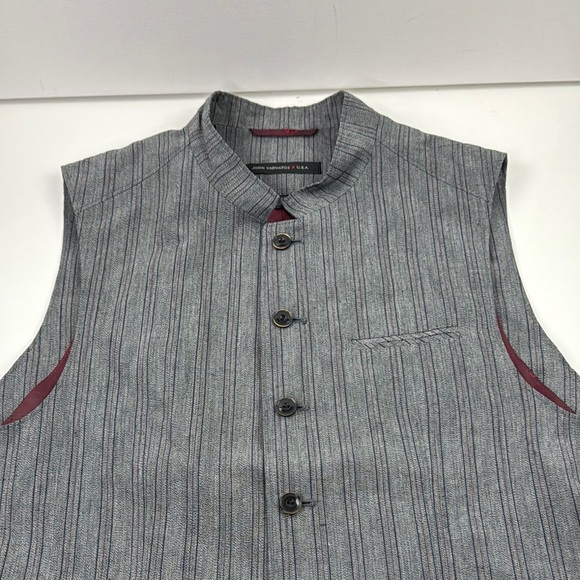 John Varvatos Gray Striped Suit Vest - Picture 7 of 12